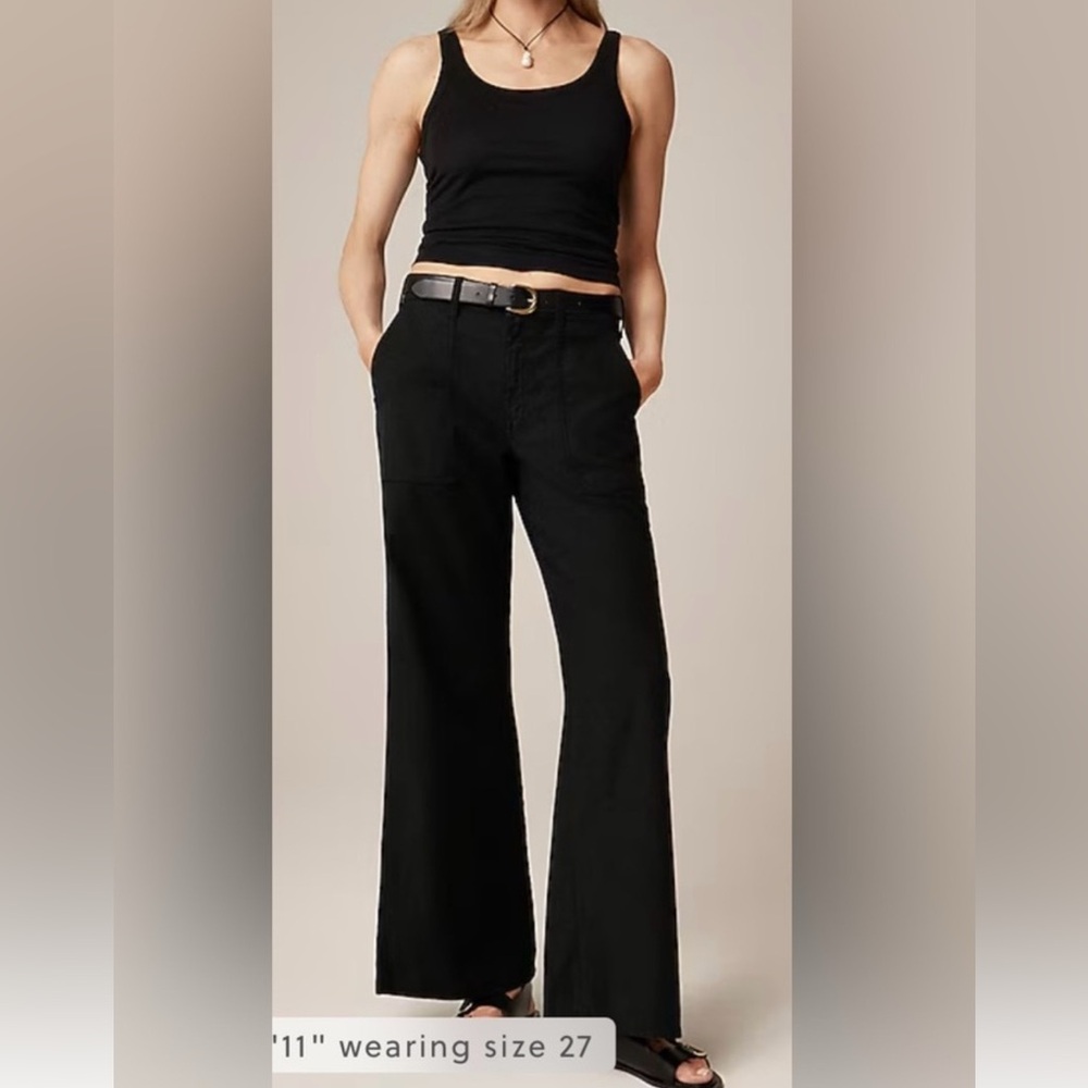 J.Crew Camp-pocket wide-leg pant in black